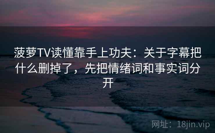 菠萝TV读懂靠手上功夫：关于字幕把什么删掉了，先把情绪词和事实词分开